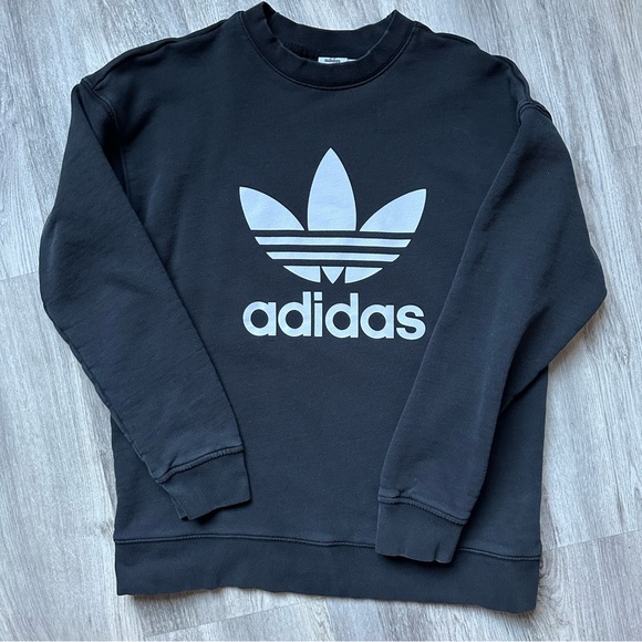 Adidas Trefoil Oversized Crewneck Sweatshirt in Black (Small) - Picture 7 of 7